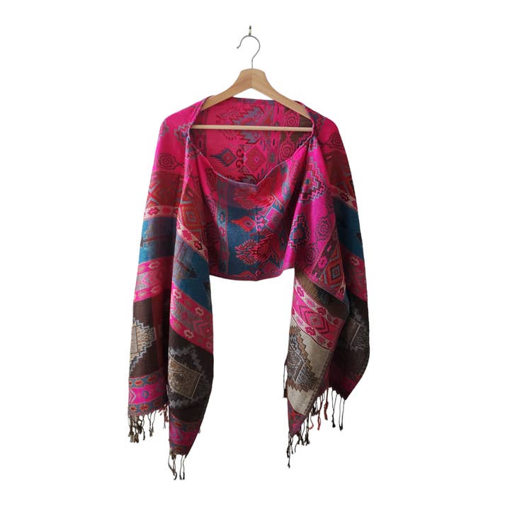 The Little Pueblo - Wholesale Poncho - Women's - Mexican Poncho Scarf Cape Mexican Shawl Oaxaca Handwoven