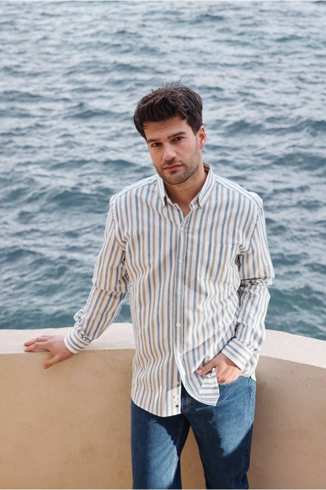 JAQK – Engroshandel Skjorte med buttondown – Mænd – Java Ciotat stribet skjorte i bomuld-lærred1