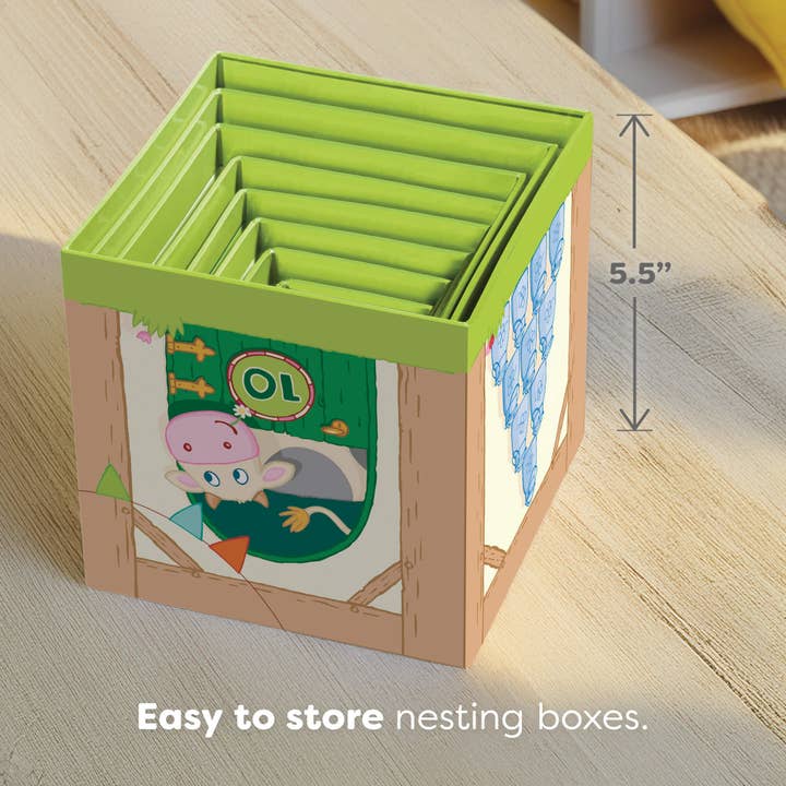 HABA USA - Wholesale Stacking Game - On the Farm Cardboard Stacking & Nesting Cubes2