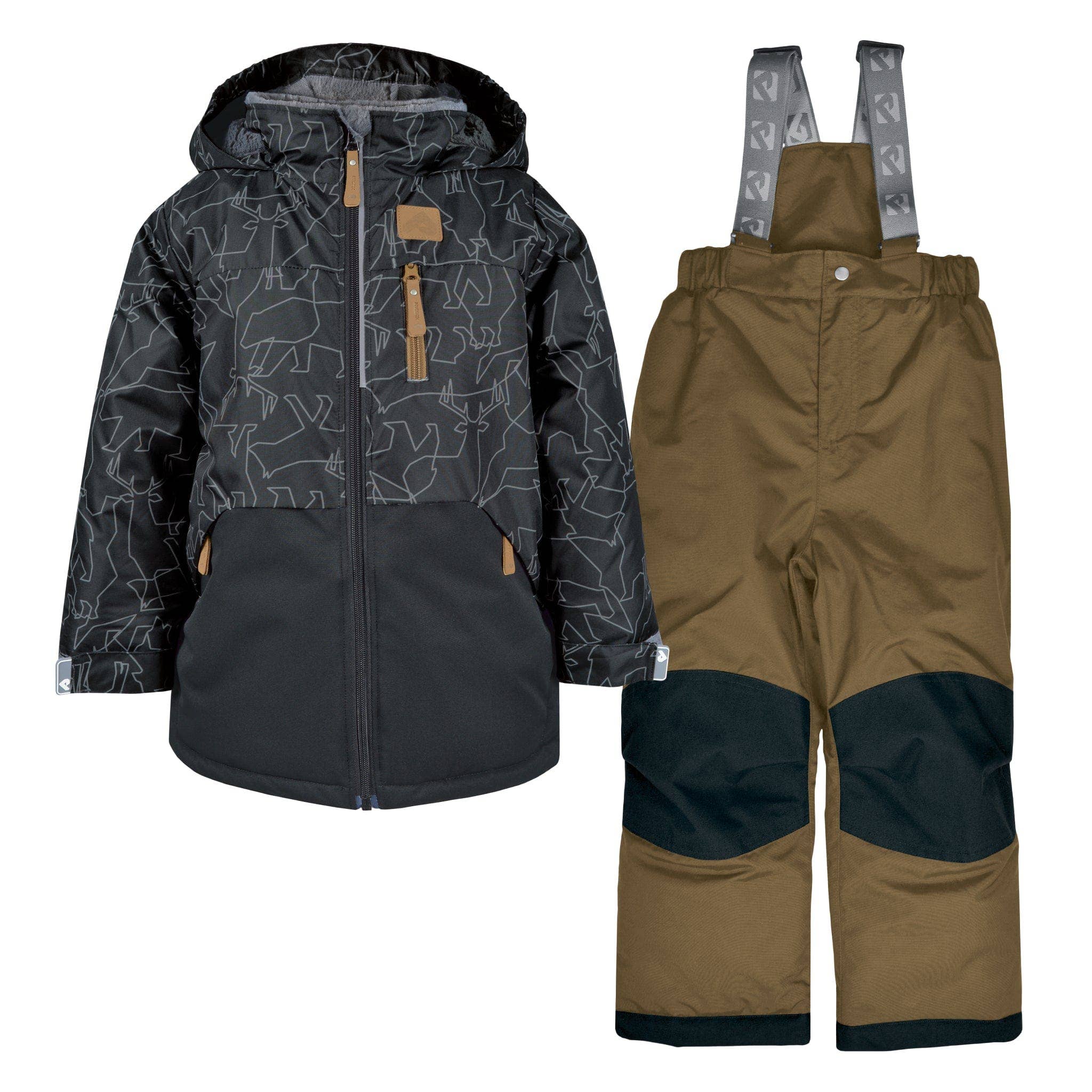 Perlimpinpin - Wholesale Snow Suit - Kids - Two piece kid snowsuit - Animals, black & cumin1