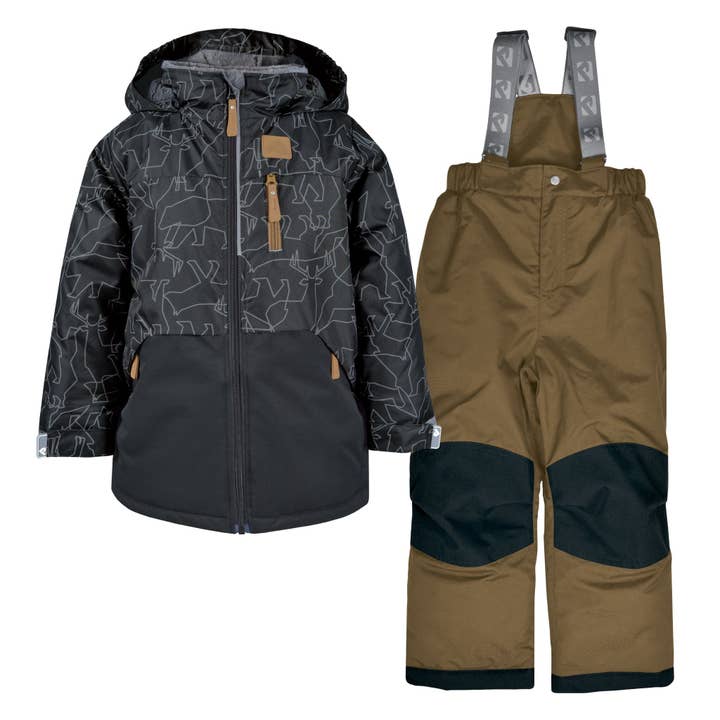 Perlimpinpin - Wholesale Snow Suit - Kids - Two piece kid snowsuit - Animals, black & cumin1