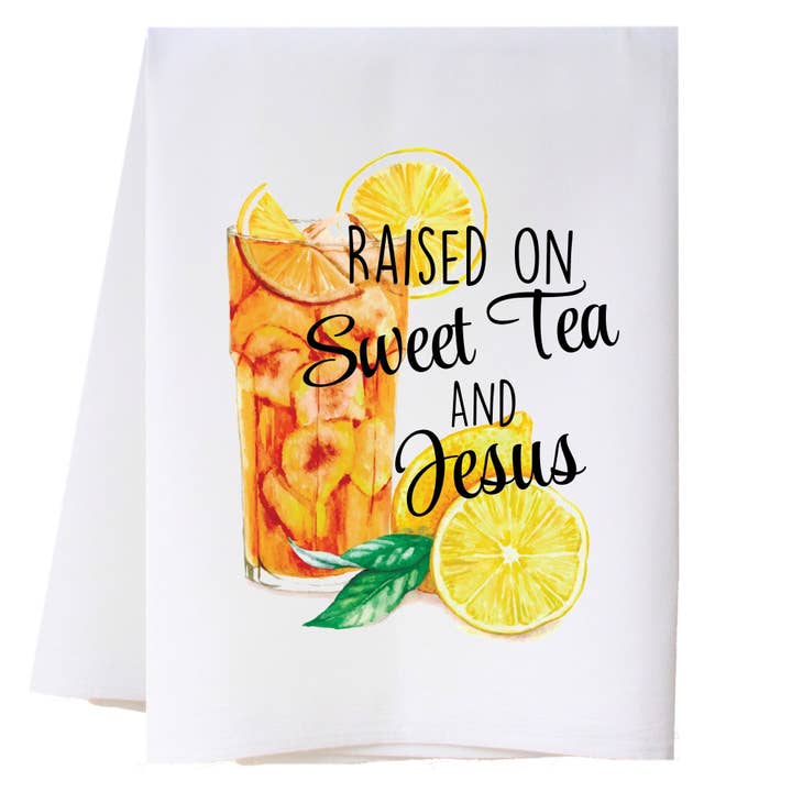 Torchon de cuisine "Thé sucré et Jésus" pour la vente par Cora & Pate