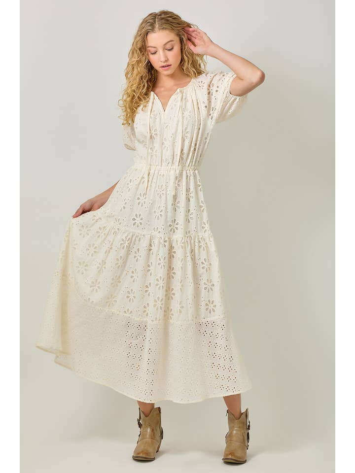 Mystree - Wholesale Dress - Women's - 61037 Puff Sleeve Tiered Eyelet Dress2