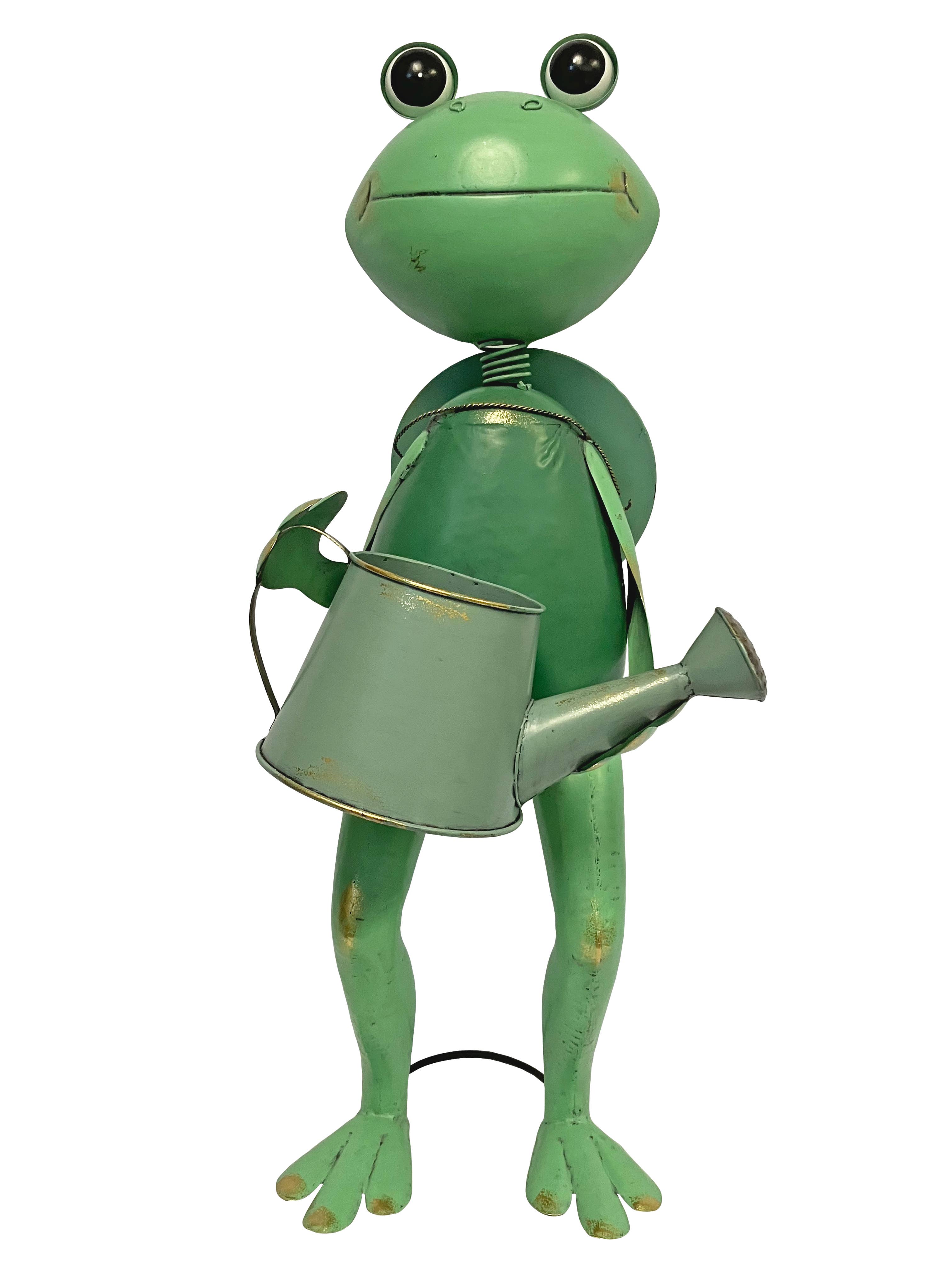 Continental Art Center - Wholesale Outdoor Ornament/Decor - Green Metal Frog Garden Statue Holding Watering Can