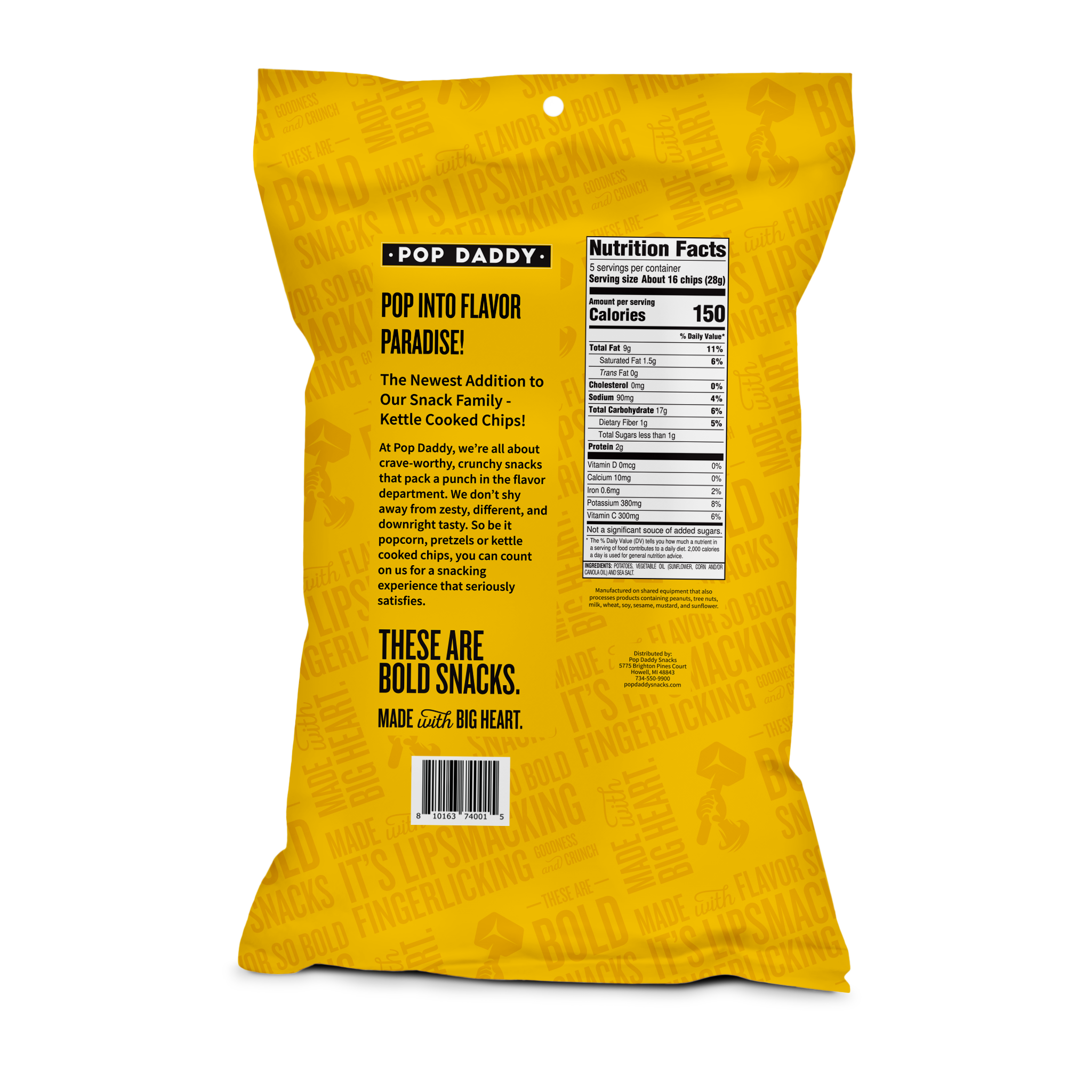 Pop Daddy Snacks - Wholesale Chips - Original Kettle Cooked Potato Chips 5.0 oz1