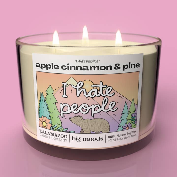 "I Hate People" Funny 3-Wick Luxury Soy Candle - 14oz for wholesale by Big Moods