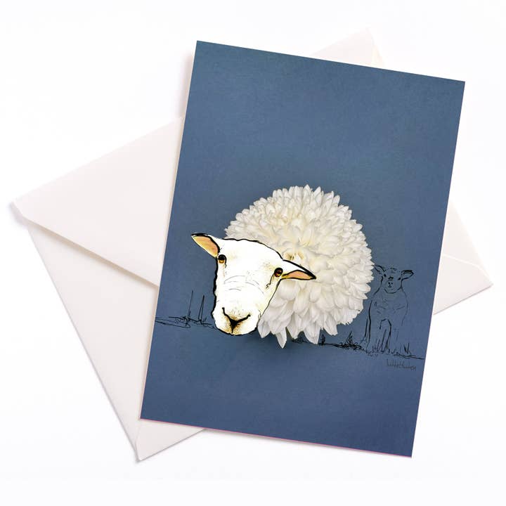 Woolly Wonder – Cartão de Cumprimentos com Colagem de Ovelhas e Flores por atacado de Lütteblüten