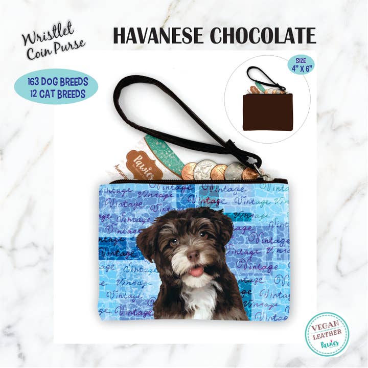 Havanese Chocolate Coin Purse • Floor Display Optional for wholesale by pawies