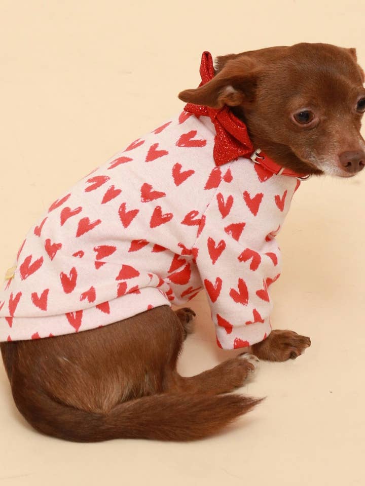Red Hearts Cotton Raglan for wholesale by Pooch Couture Apparel