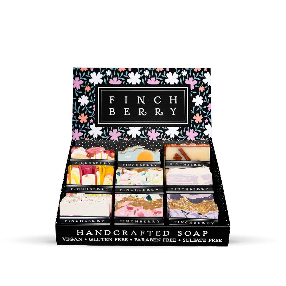FinchBerry - Wholesale Bar Soap - 18pc Best Selling Unboxed Soap Bars Collection with Display
