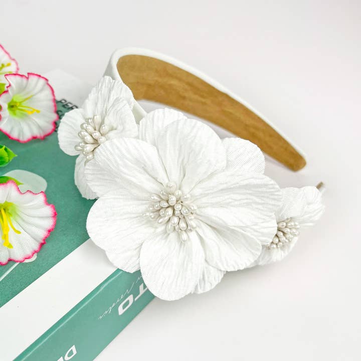TheDivaSoap - Wholesale Fashion Headband - Women's - Pearl Flower Headband, Elegant Floral Hair Accessory