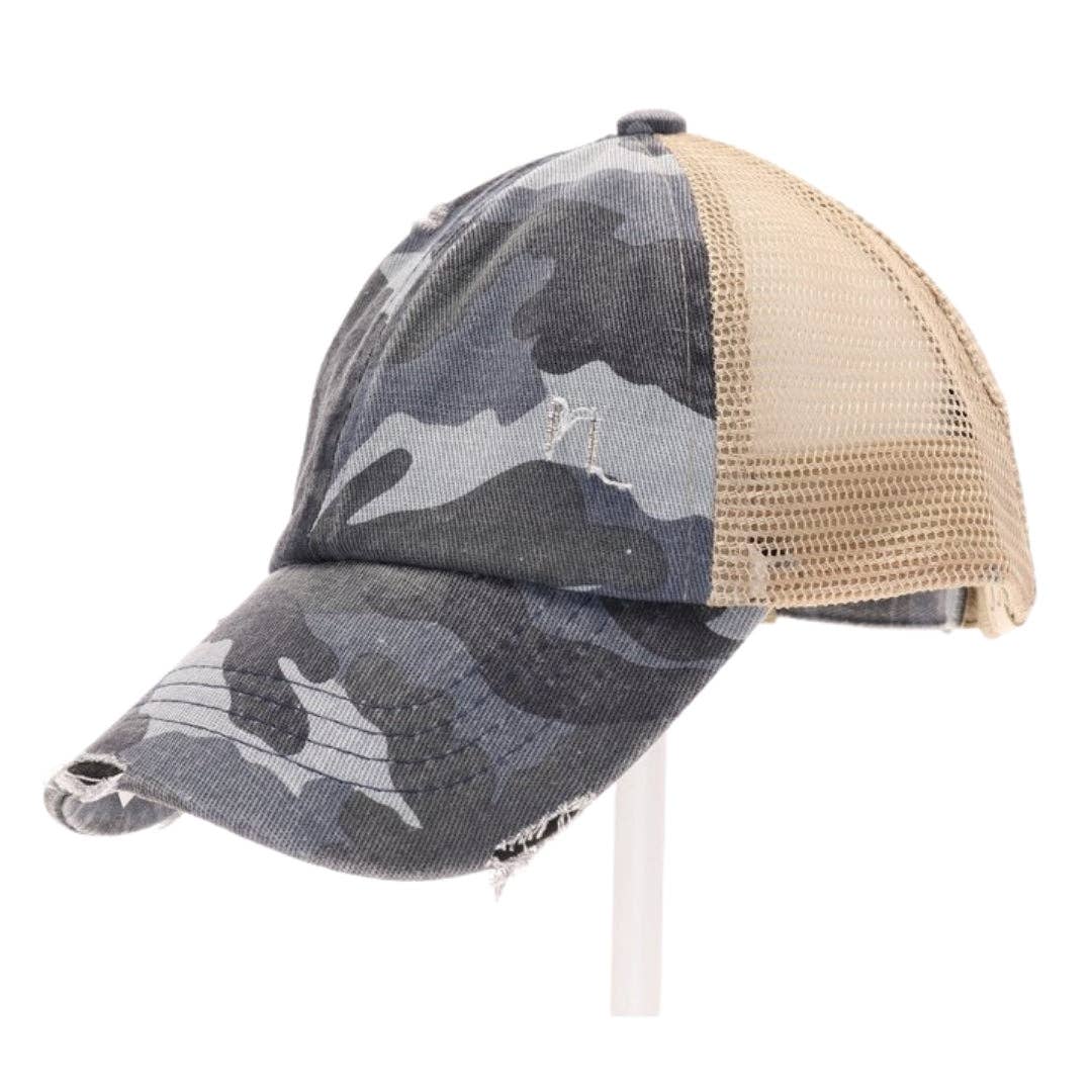 C.C Beanie - Vendita all'ingrosso Cappellino da baseball - Bambini - Pallone CC a coda di cavallo alta con motivo mimetico invecchiato, per bambini4