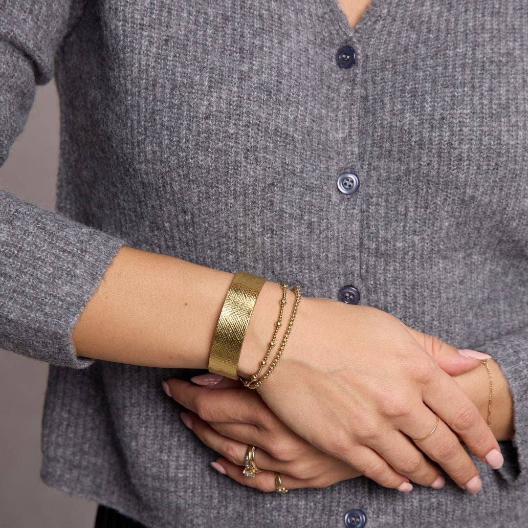 Gold Leaf Thin Leather Cuff Bracelet for wholesale on Faire0