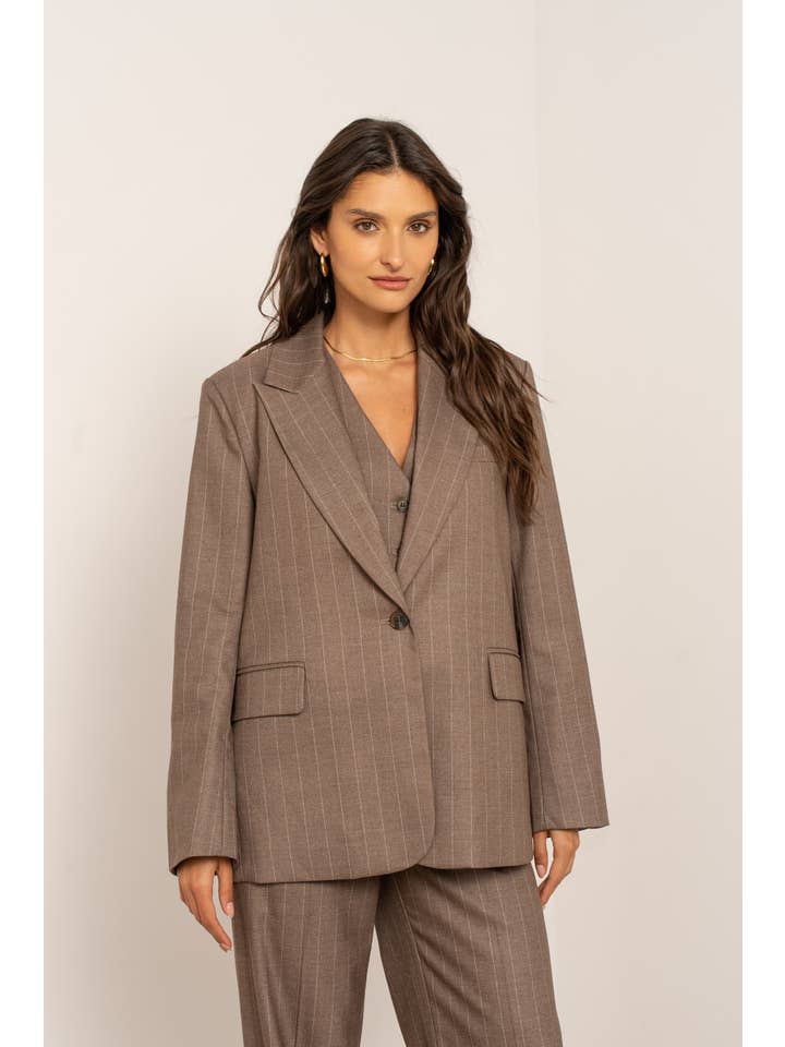 Attentif Paris - Wholesale Blazer - Women's - Oversized pinstripe blazer