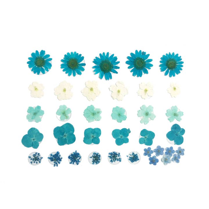 Spring Fling Blue Real Dried Pressed Flower Body Stickers for wholesale by Neva Nude