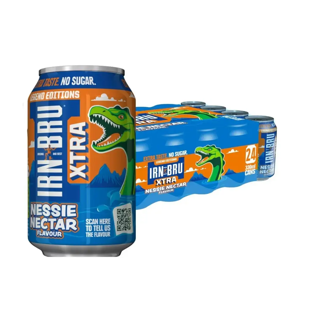 Echo Sales Canada – wholesale Soda/carbonated drink – Legends Edition Nessie Nectar No Sugar Irn Bru Xtra (UK) 330ml case 241