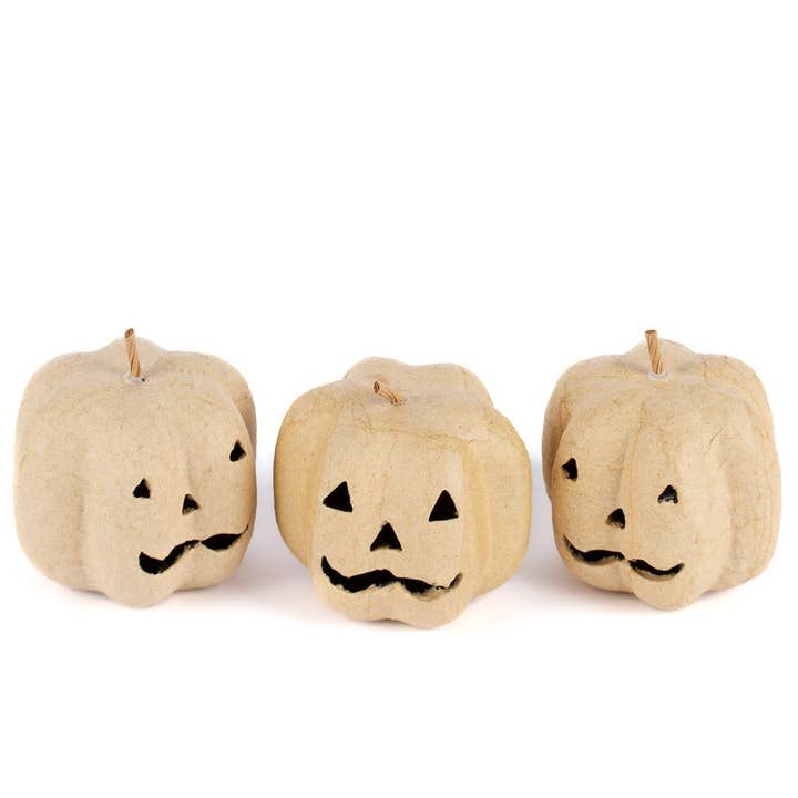 Factory Direct Craft - Wholesale Decorative Tabletop Object - Paper Mache Halloween Jack O' Lantern Pumpkins - Bag of 3