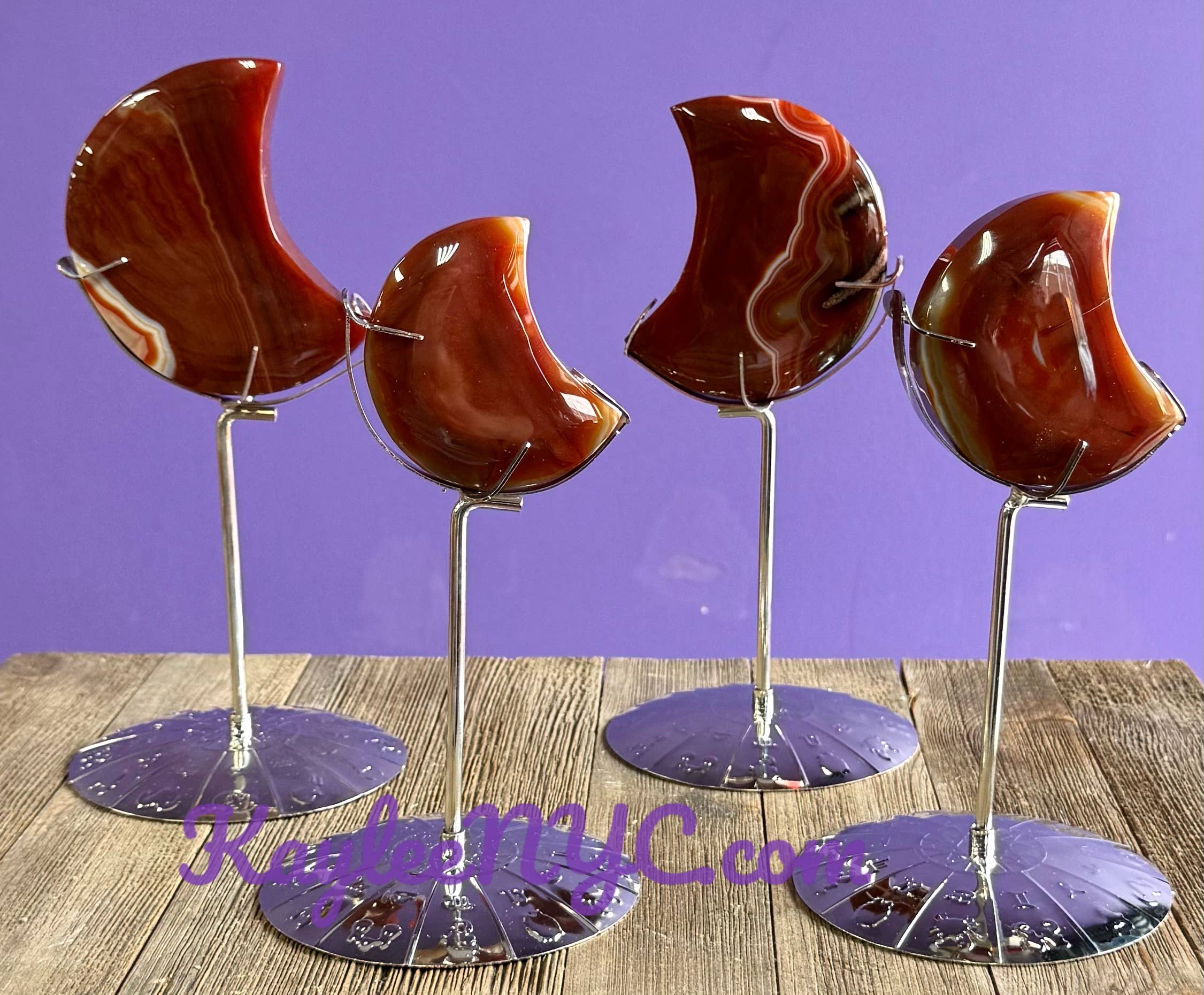 KayleeNYC – Pedra/cristal espiritual por atacado – Lua de Cornalina Natural com Suporte Zodiacal para Cura com Cristais3