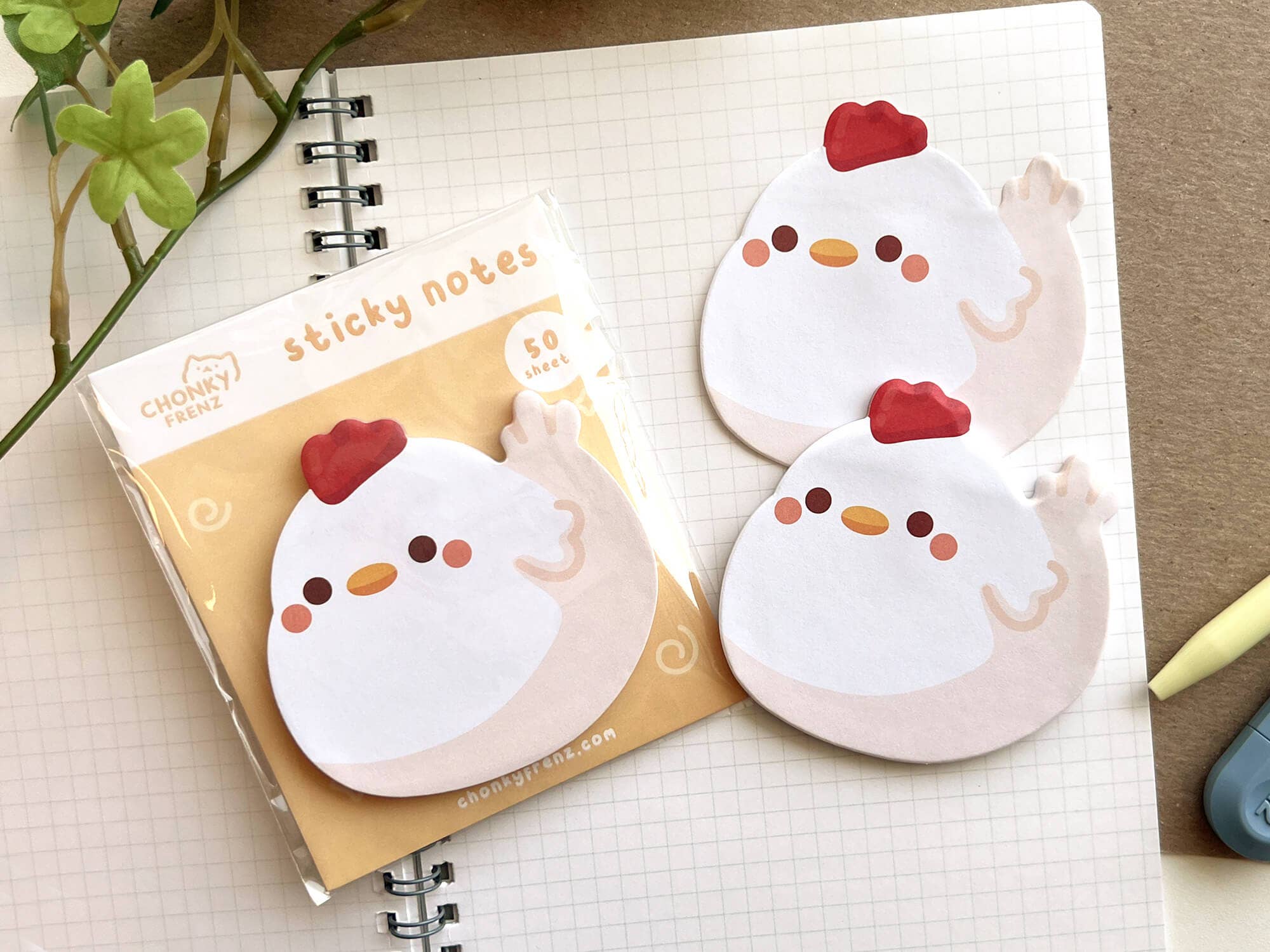 Chonky Frenz - Wholesale Sticky Notes - Chicken Die-Cut Sticky Notes2