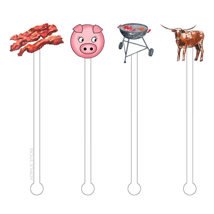 HINTERHOF BBQ ACRYL RÜHRSTÄBCHEN COMBO für den Großhandel von XO ACRYLICS | ACRYLIC STICKS