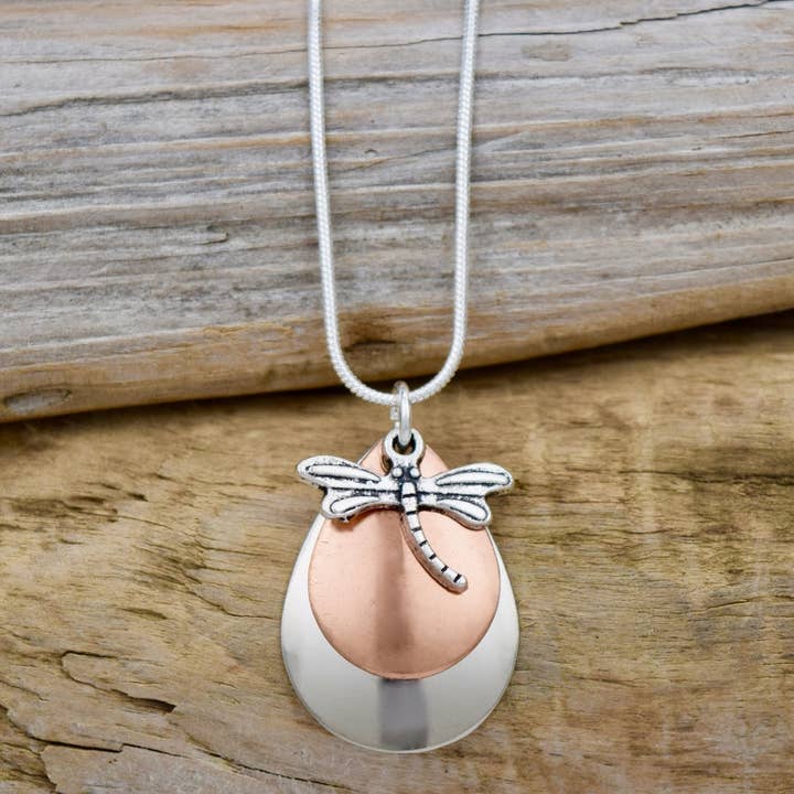 Med. Copper Tone Dragonfly Triple Necklace for wholesale by Eye Catching Jewelry