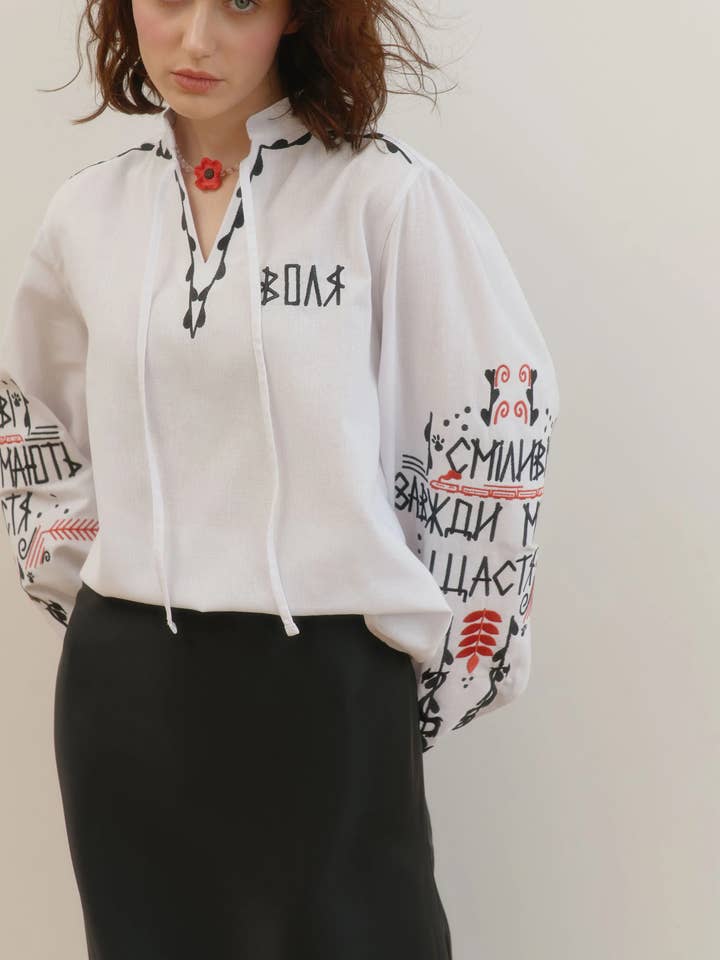 Code Of Nation - Venta al por mayor Blusa - Mujer - Blusa boho de lino bordada blanca