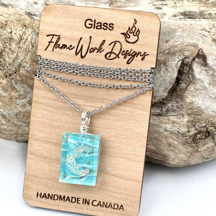 Dichroic Glass Pendant - Light Blue for wholesale by Flame Work Designs - Glass Jewelry