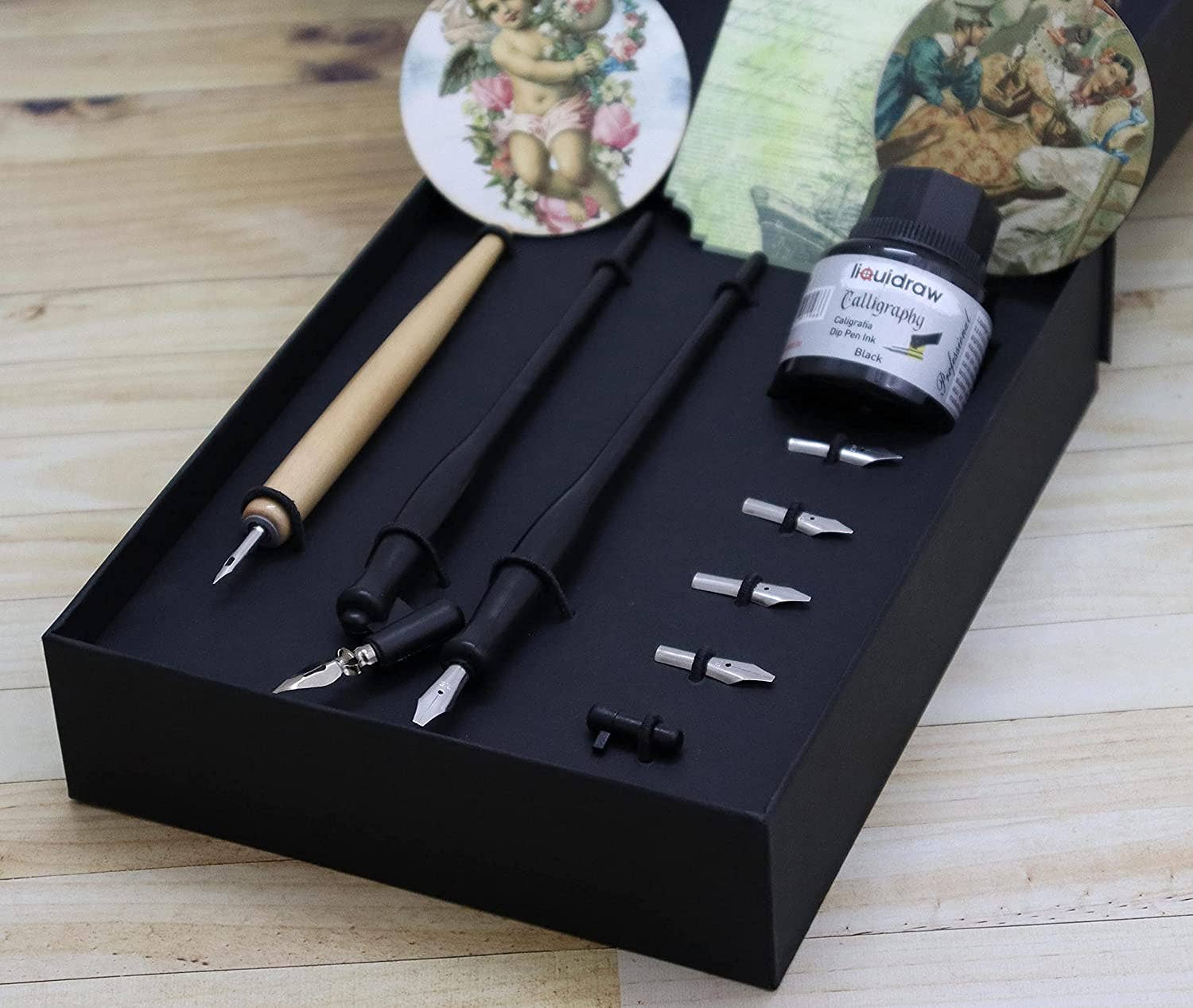 Liquidraw - Wholesale Pen - Liquidraw Calligraphy Pens Set Dip Pen Nibs Holder Set With Black Calligraphy Ink For Artists, Beginners, Adults & Kids3