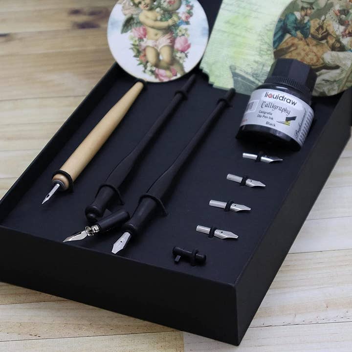 Liquidraw - Wholesale Pen - Liquidraw Calligraphy Pens Set Dip Pen Nibs Holder Set With Black Calligraphy Ink For Artists, Beginners, Adults & Kids3