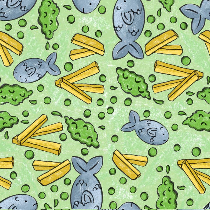 Neon Magpie - Wholesale Flat wrap - Fish and Chips Wrapping Paper1