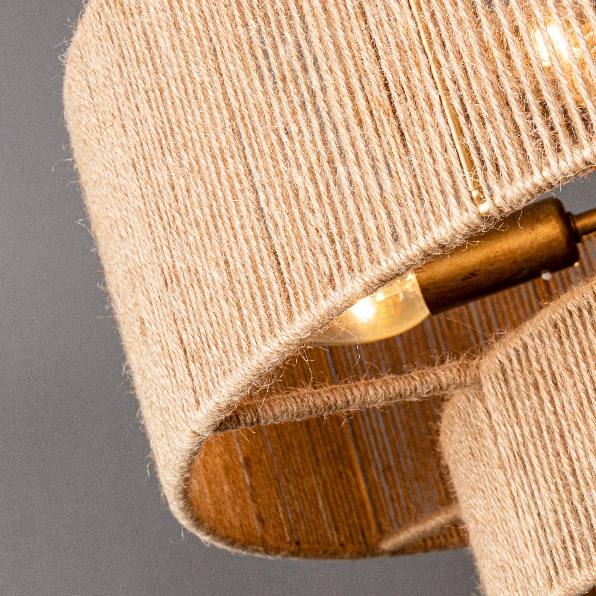 Brio Lighting - Wholesale Chandelier/Hanging Light - Farmhouse Chandelier 24" Gold Metal + Jute 2-Tiered 6-Light11