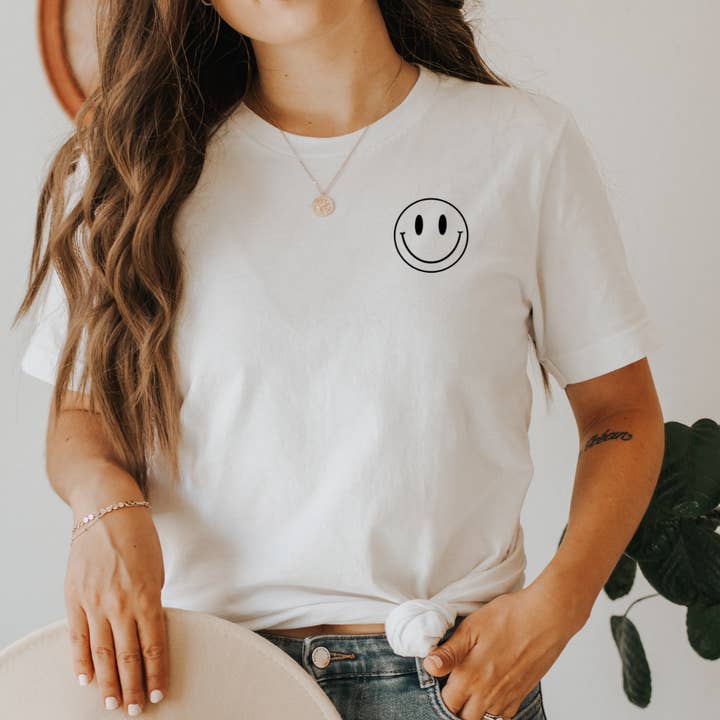 Smiley Face Unisex Tshirt for wholesale by Willow & Ivy