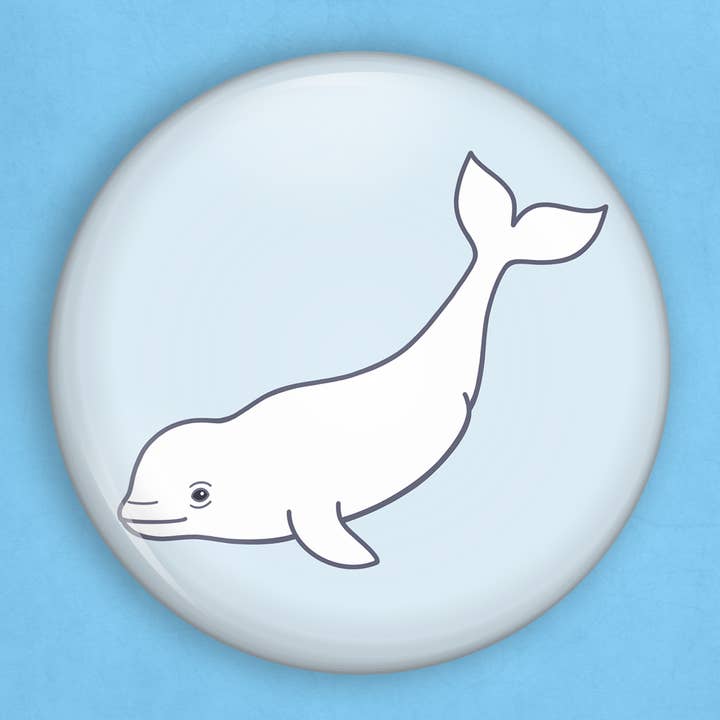 Épinglette béluga (1 pouce de diamètre) pour la vente par Caroline W Illustration