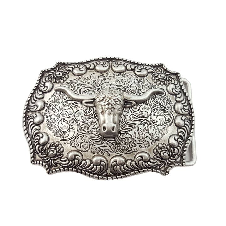 Axesoria West – wholesale Bältesspänne – Unisex – Spänne: Västerländsk antik silver långt horndesign bältesspänne