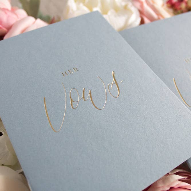 Sablewood Paper Company – wholesale Wedding card – Dusty Blue (Gold Foil) Vow Books – Set of 2 (Wedding)3