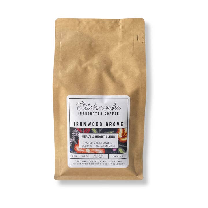 Ironwood Grove Organic Coffee ~ Nerve & Heart Blend for wholesale by Stitchworks Coffee