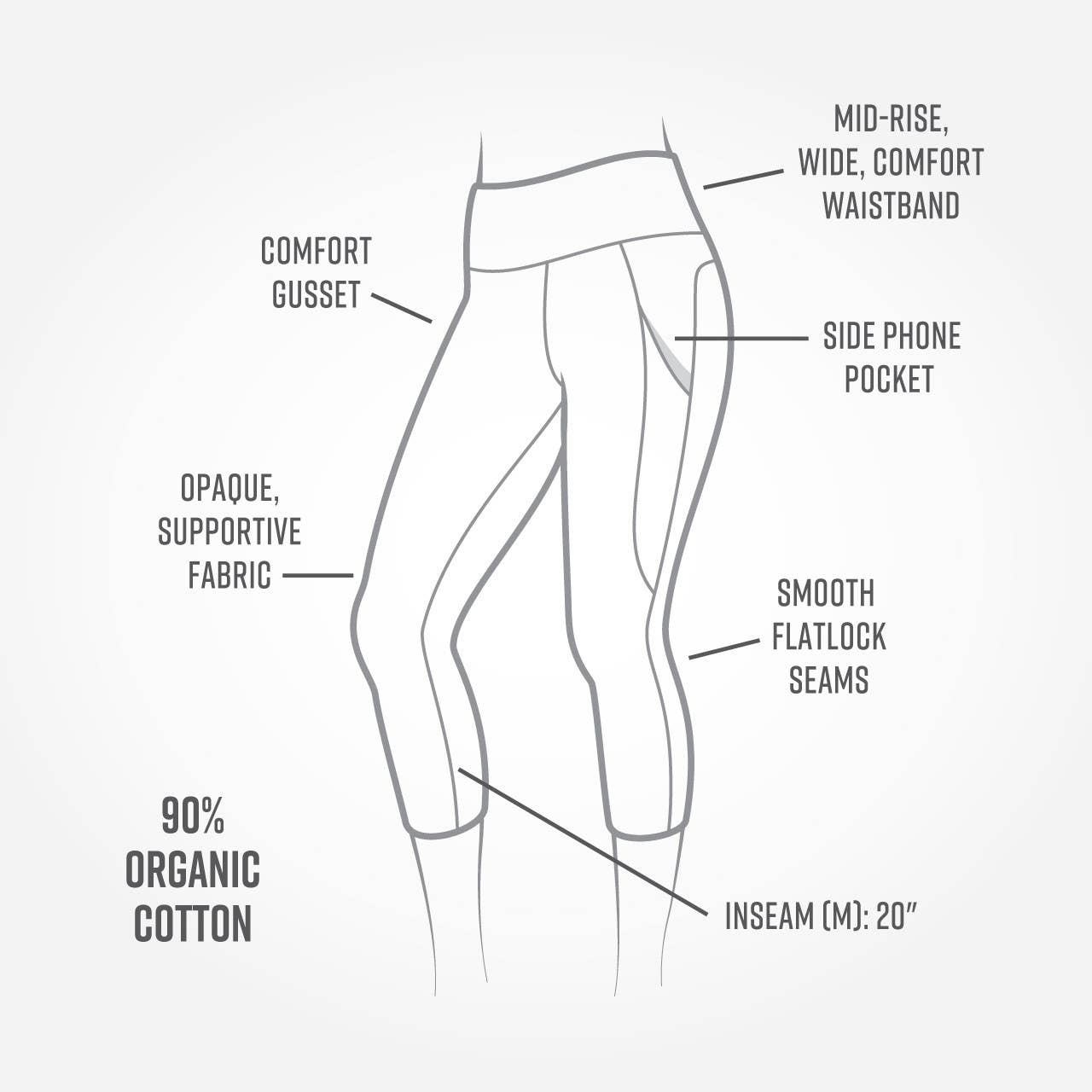 Schwarz Wadenhohe Leggings Blackout aus Bio-Baumwolle für den Großhandel auf Faire1