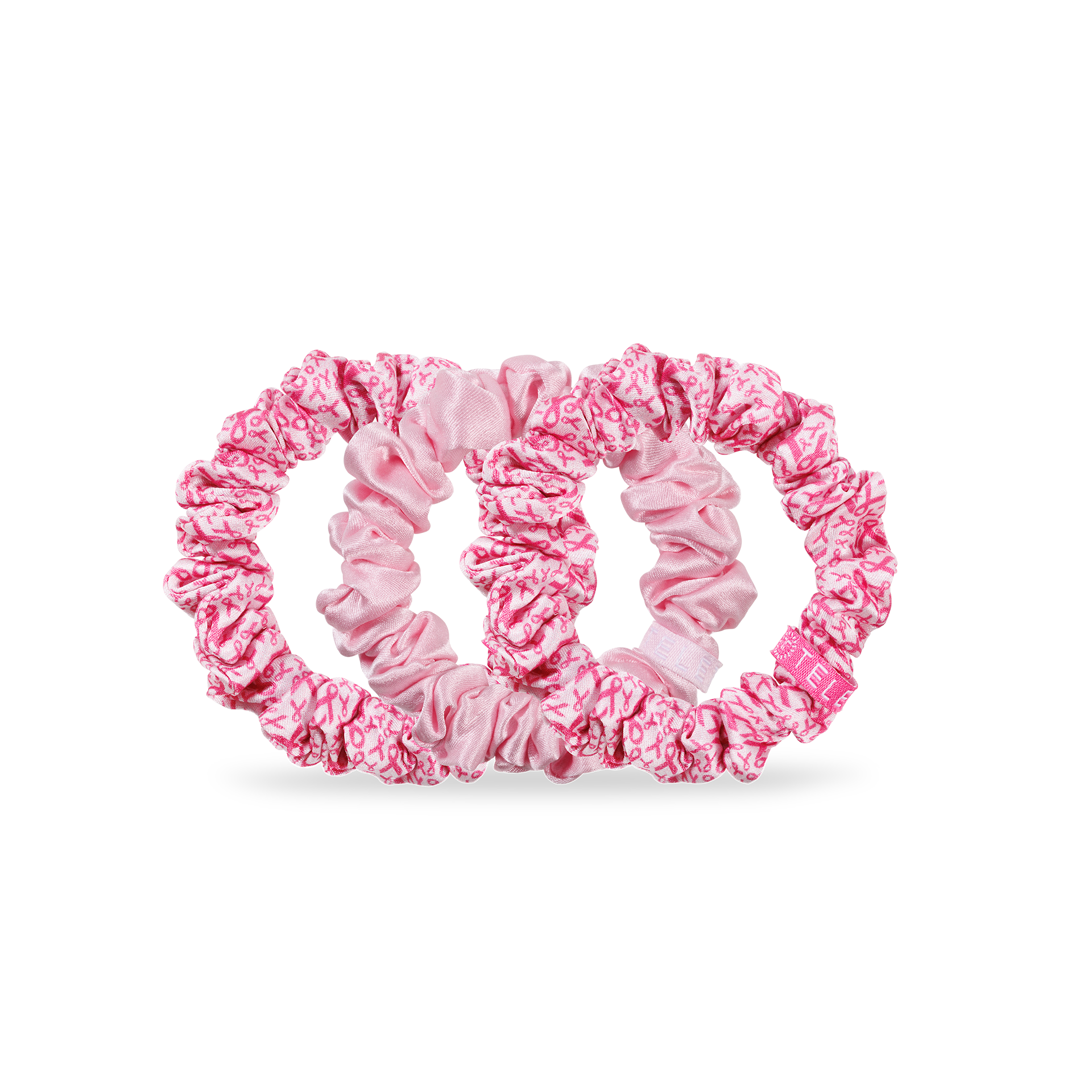 TELETIES - Wholesale Scrunchie - Women's - Silk Hair Scrunchies | Small | Pink Ribbon Power1