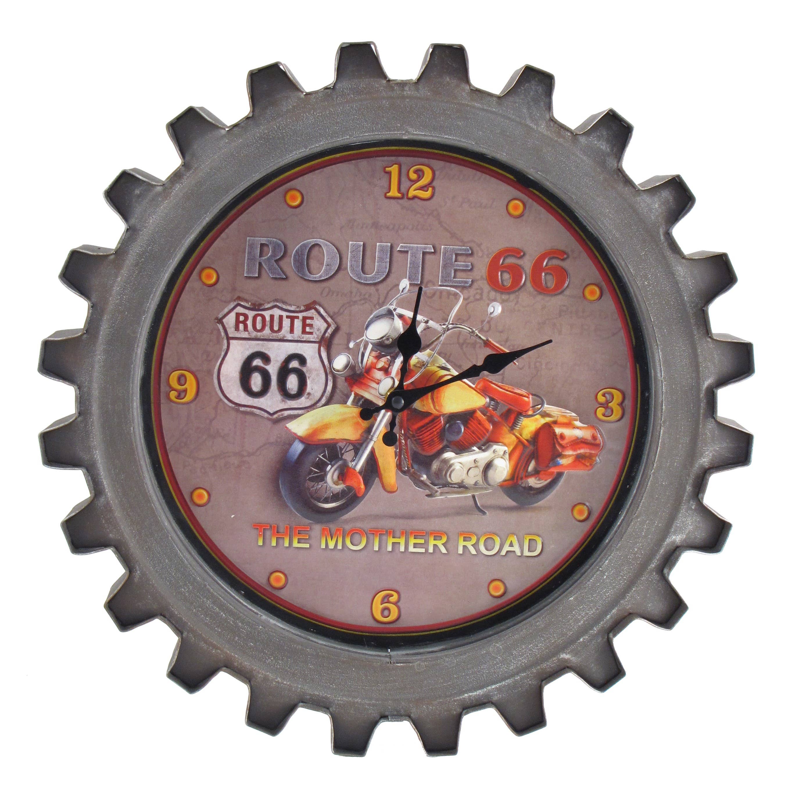 Zaer Ltd. International - Vente Horloges murales - Horloges de moto en forme d'engrenage de style vintage - 6 styles Asst6