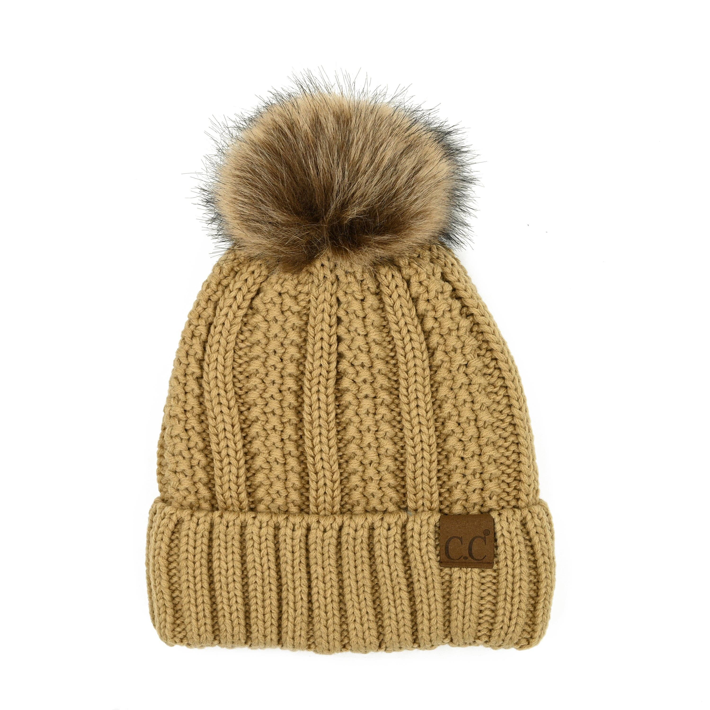 Truly Contagious – Großhandel Beanie – Damen – CC Mütze mit auffälligem Kunstpelz-Bommel (YJ-820)3