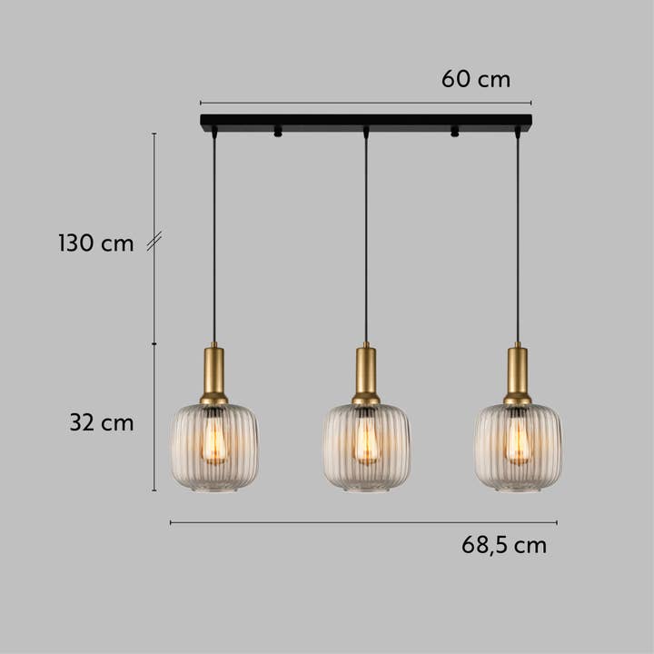 Eclipse Lighting - Wholesale Chandelier/Hanging Light - Linear Smoke Gray Ribbed Glass Modern Pendant Lighting, Custom Ribbed Glass Pendant Lighting, Nordic Style Glass Pendant Light for Kitchen Island9