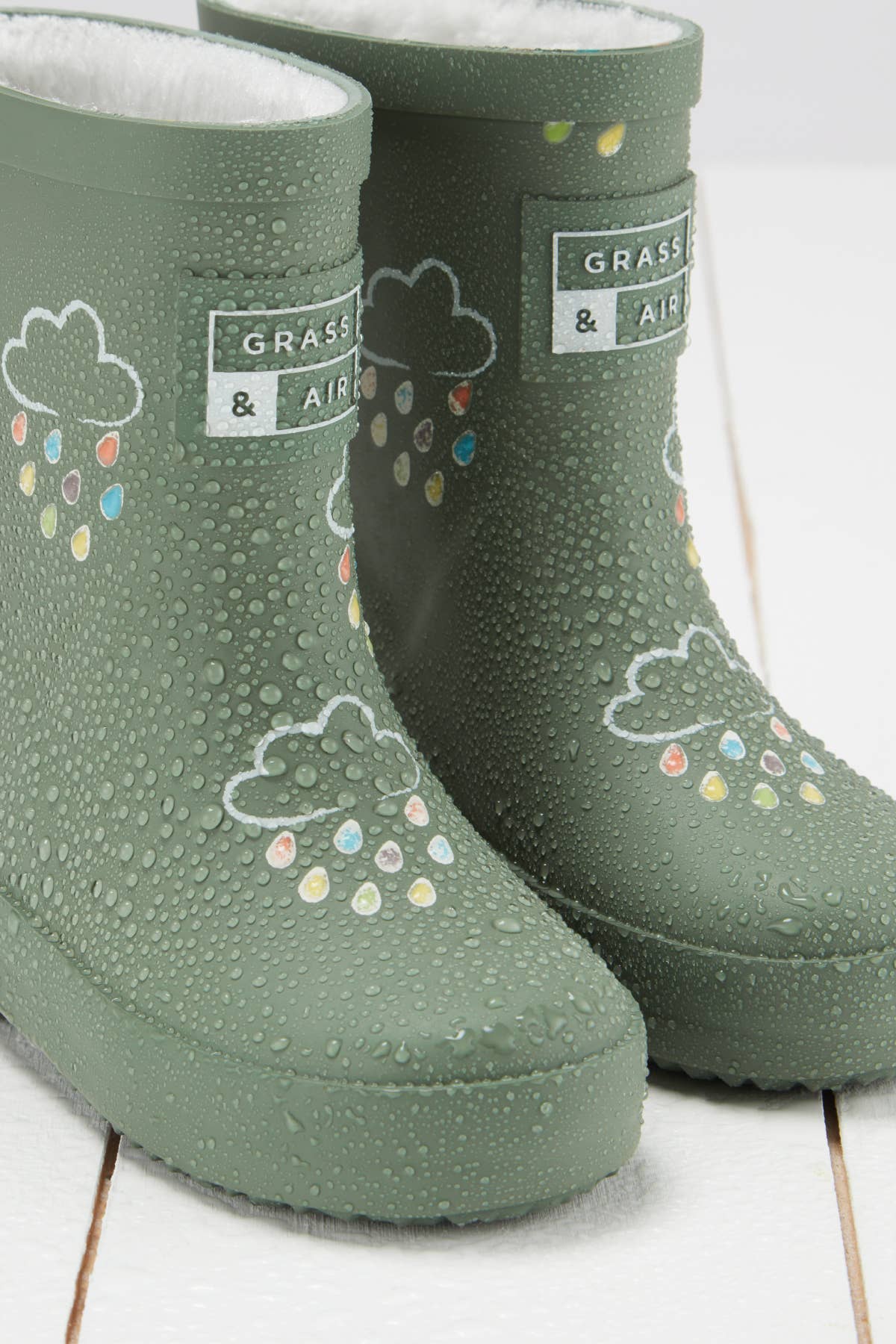 Grass & Air - Vente Bottes de pluie – enfant - Bottes en caoutchouc pour enfants à couleur changeante vert kaki2