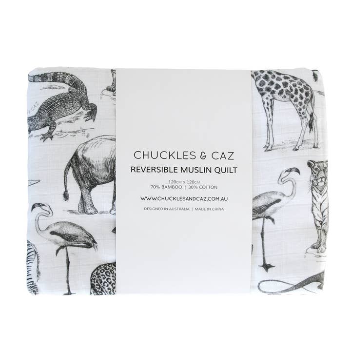 Chuckles & Caz - Wholesale Quilt – Kids & Baby - Vintage Animals Reversible Muslin Quilt10