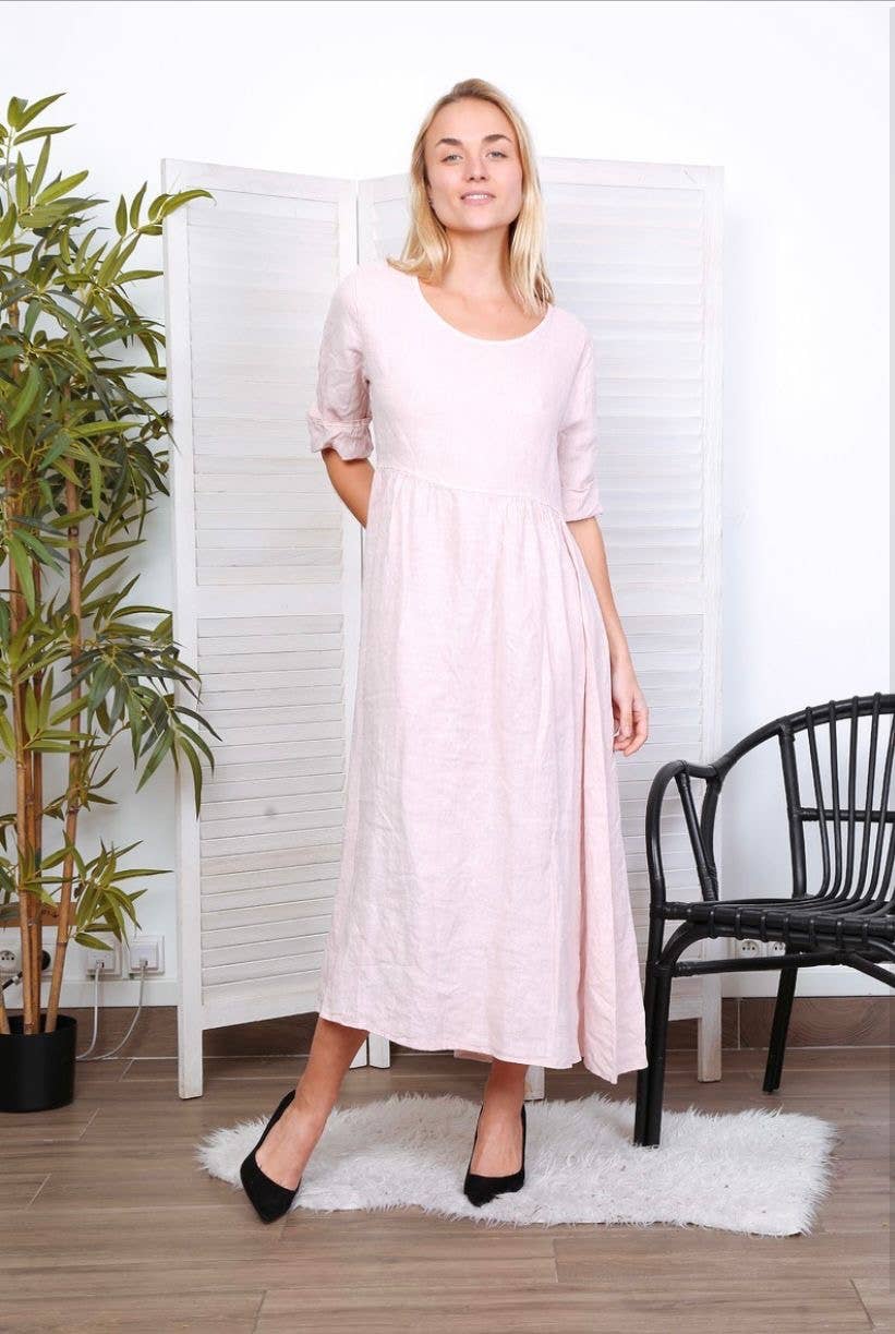 LÉA & LUC - Wholesale Dress - Women's - Long dress in 100% linen REF.714833