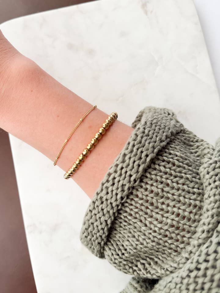 Pulseras de acero inoxidable chapadas en oro de 18 quilates con cadena o cuentas para venta al por mayor de Whitebirch Handmade Goods