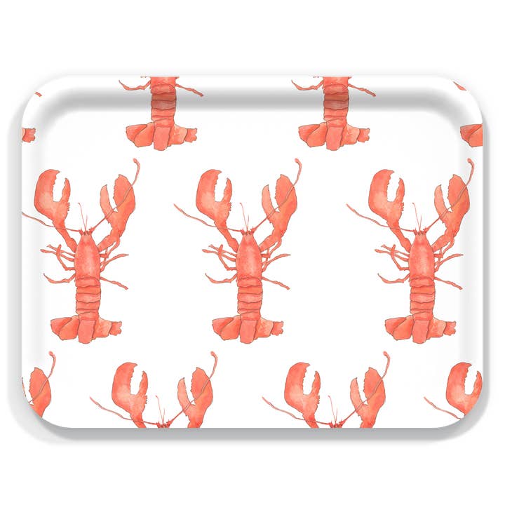 Plateaux de service grands et ronds Red Lobster par Sara Fitz pour la vente par Trays4Us