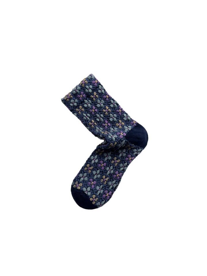 Funkyrel® Atzbranding Limited - Wholesale Socks - Women's - Rufia - Floral Embossed Retro Style Socks14