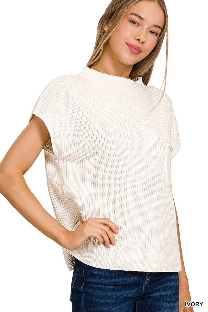 Vanilla Monkey - Vente Pull en maille – femme - Pull à manches courtes et col montant6