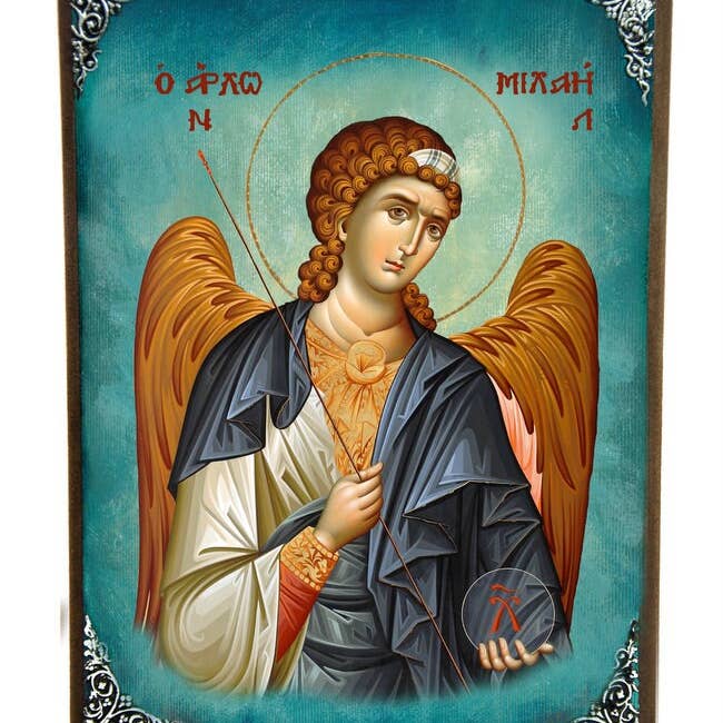 TheHolyArt – Großhandel Wandplakette – Erzengel-Michael-Ikone, handgefertigte griechisch-orthodoxe Ikone des Heiligen Michael, byzantinische Holztafel1