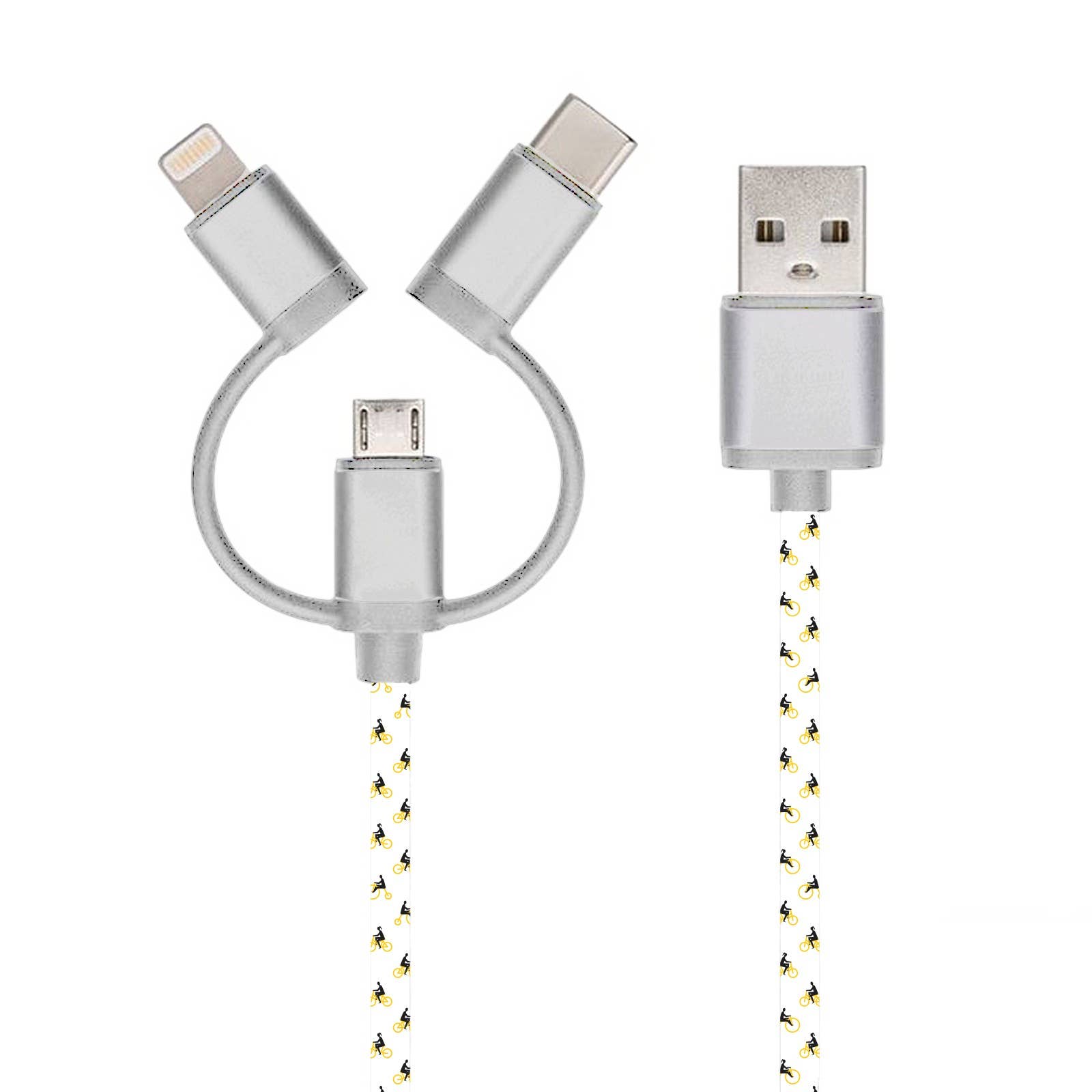 Yello Koko – Cabo de carregamento por atacado – Cabo carregador universal Lightning para ciclista - branco1